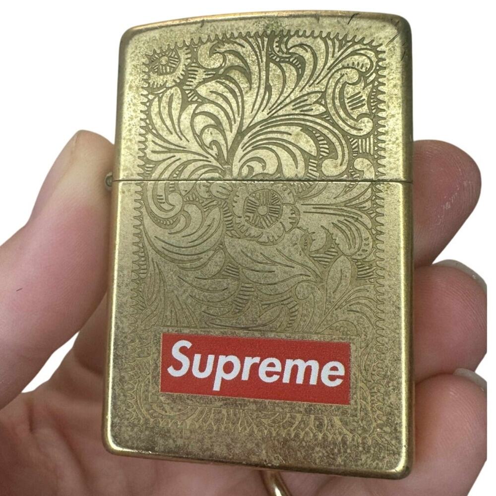 Collectible Supreme Floral Carved Zippo Lighter - FW14 Engraved Brass